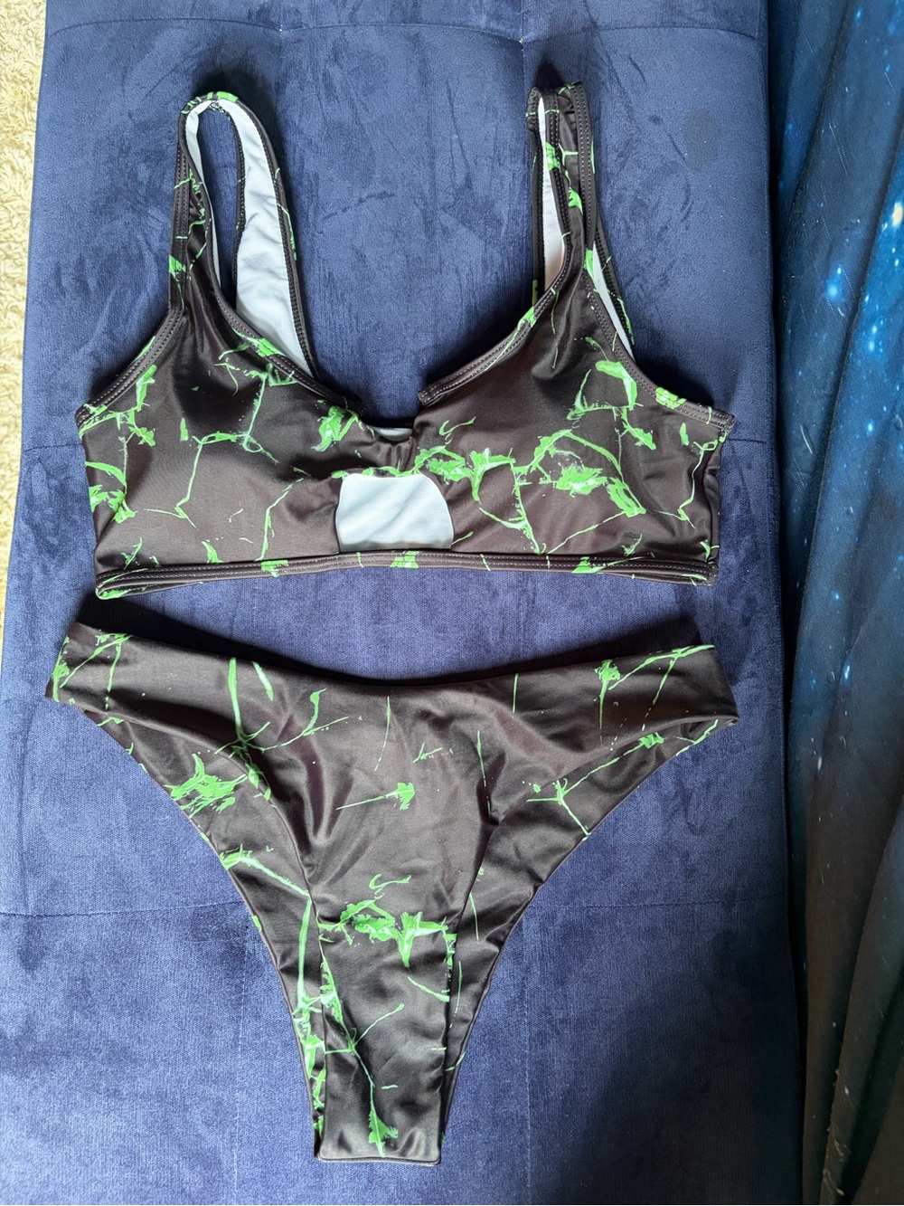 Black and Neon Green One-Piece Swimsuit - Athletic Cut